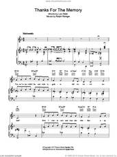 Cover icon of Thanks For The Memory sheet music for voice, piano or guitar by Bing Crosby, Ralph Rainger and Leo Robin, intermediate skill level