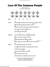 Cover icon of Love Of The Common People sheet music for guitar (chords) by Nicky Thomas, John Hurley and Ronnie Wilkins, intermediate skill level