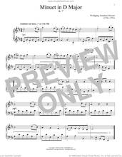 Cover icon of Minuet In D, K. 7 sheet music for piano solo by Wolfgang Amadeus Mozart, classical score, intermediate skill level