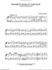 Cover icon of Serenade for Strings in C major Op 48 sheet music for piano solo by Pyotr Ilyich Tchaikovsky, classical score, intermediate skill level