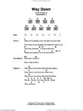 Cover icon of Way Down sheet music for guitar (chords) by Elvis Presley and Layng Martine, intermediate skill level