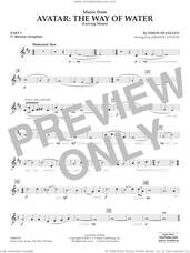 Cover icon of Music from Avatar: The Way Of Water (Leaving Home) (arr. Vinson) sheet music for concert band (pt.5 - Eb baritone saxophone) by Simon Franglen and Johnnie Vinson, intermediate skill level