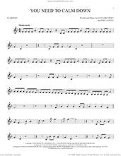 Cover icon of You Need To Calm Down sheet music for clarinet solo by Taylor Swift and Joel Little, intermediate skill level