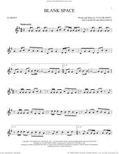 Cover icon of Blank Space sheet music for clarinet solo by Taylor Swift, Johan Schuster, Max Martin and Shellback, intermediate skill level