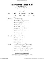 Cover icon of The Winner Takes It All sheet music for guitar (chords) by ABBA, Benny Andersson, Bjorn Ulvaeus and Miscellaneous, intermediate skill level