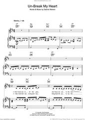 Cover icon of Un-Break My Heart sheet music for voice, piano or guitar by Toni Braxton and Diane Warren, intermediate skill level