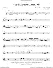 Cover icon of You Need To Calm Down sheet music for alto saxophone solo by Taylor Swift and Joel Little, intermediate skill level