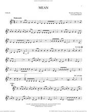 Cover icon of Mean sheet music for violin solo by Taylor Swift, intermediate skill level