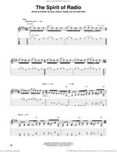 Cover icon of The Spirit Of Radio sheet music for guitar (tablature, play-along) by Rush, Alex Lifeson, Geddy Lee and Neil Peart, intermediate skill level