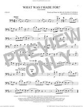 Cover icon of What Was I Made For? (from Barbie) sheet music for cello solo by Billie Eilish, intermediate skill level