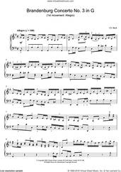 Cover icon of Brandenburg Concerto No. 3 in G (1st movement: Allegro) sheet music for piano solo by Johann Sebastian Bach, classical score, intermediate skill level