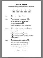 Cover icon of Men's Needs sheet music for guitar (chords) by The Cribs, Gary Jarman, Ross Jarman and Ryan Jarman, intermediate skill level