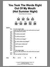 Cover icon of You Took The Words Right Out Of My Mouth (Hot Summer Night) sheet music for guitar (chords) by Meat Loaf and Jim Steinman, intermediate skill level