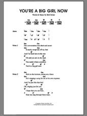 Cover icon of You're A Big Girl Now sheet music for guitar (chords) by Bob Dylan and Merle Travis, intermediate skill level