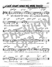 Cover icon of Last Night When We Were Young (Low Voice) sheet music for voice and other instruments (real book with lyrics) by Harold Arlen and E.Y. Harburg, intermediate skill level