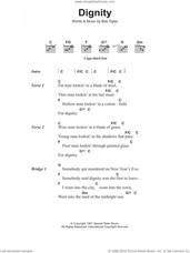 Cover icon of Dignity sheet music for guitar (chords) by Bob Dylan, intermediate skill level