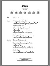 Cover icon of Days sheet music for guitar (chords) by The Kinks and Ray Davies, intermediate skill level