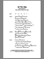 Cover icon of 18 'Til I Die sheet music for guitar (chords) by Bryan Adams and Robert John Lange, intermediate skill level