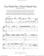 Cover icon of You Need Me, I Don't Need You sheet music for piano solo by Ed Sheeran, beginner skill level