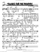 Cover icon of Thanks For The Memory (Low Voice) sheet music for voice and other instruments (real book with lyrics) by Leo Robin, Dave McKenna, Mildred Bailey, Shep Fields and Ralph Rainger, intermediate skill level