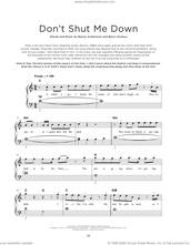 Cover icon of Don't Shut Me Down sheet music for piano solo by ABBA, Benny Andersson and Bjorn Ulvaeus, beginner skill level