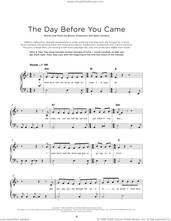 Cover icon of The Day Before You Came sheet music for piano solo by ABBA, Benny Andersson and Bjorn Ulvaeus, beginner skill level