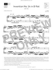Cover icon of Invention No. 14 in B flat (Grade 6, list A1, from the ABRSM Piano Syllabus 2025 and 2026) sheet music for piano solo by Johann Sebastian Bach, classical score, intermediate skill level