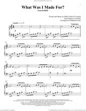 Cover icon of What Was I Made For? (from Barbie) (arr. Phillip Keveren) sheet music for piano solo by Billie Eilish and Phillip Keveren, intermediate skill level