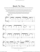 Cover icon of Back To You (feat. Bebe Rexha and Digital Farm Animals) sheet music for piano solo by Louis Tomlinson, Nicholas Gale, Pablo Bowman, Richard Boardman and Sarah Blanchard, beginner skill level