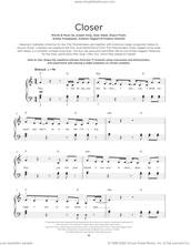 Cover icon of Closer (feat. Halsey) sheet music for piano solo by The Chainsmokers, Andrew Taggart, Ashley Frangipane, Frederic Kennett, Isaac Slade, Joseph King and Shaun Frank, beginner skill level