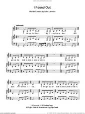 Cover icon of I Found Out sheet music for voice, piano or guitar by John Lennon, intermediate skill level