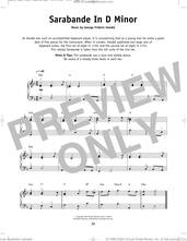 Cover icon of Sarabande, HWV 437 sheet music for piano solo by George Frideric Handel, classical score, beginner skill level