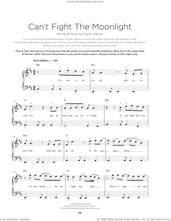 Cover icon of Can't Fight The Moonlight sheet music for piano solo by LeAnn Rimes and Diane Warren, beginner skill level