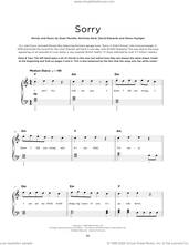 Cover icon of Sorry sheet music for piano solo by Joel Corry, David Edwards, Dean Mundle, Nicholas Reid and Steve Heyliger, beginner skill level