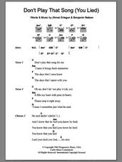 Cover icon of Don't Play That Song (You Lied) sheet music for guitar (chords) by Aretha Franklin, Ahmet Ertegun and Benjamin Nelson, intermediate skill level