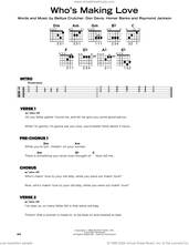 Cover icon of Who's Making Love sheet music for guitar solo by Johnnie Taylor, Bettye Crutcher, Don Davis, Homer Banks and Raymond Jackson, beginner skill level