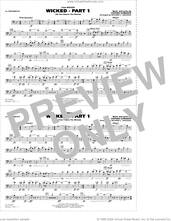 Cover icon of Wicked, part 1 (arr. richard l. saucedo) sheet music for marching band (1st trombone) by Stephen Schwartz and Richard L. Saucedo, intermediate skill level