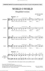 Cover icon of World O World (Simplified version) sheet music for choir (SATB Divisi) by Jacob Collier, intermediate skill level