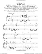 Cover icon of Take Care sheet music for piano solo by Drake and Rihanna, Rihanna, Anthony Palman, Aubrey Graham, Brook Benton, Herbert Weiner, Jamie Smith, John Gluck, Noah Shebib, Romy Madley Croft, Seymore Gottlieb and Wally Gold, beginner skill level