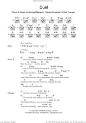 Cover icon of Duel sheet music for guitar (chords) by Propaganda, Claudia Bruecken, Michael Martens and Ralf Doerper, intermediate skill level