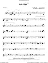 Cover icon of Bad Blood sheet music for recorder solo by Taylor Swift, Johan Schuster, Max Martin and Shellback, intermediate skill level