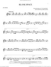 Cover icon of Blank Space sheet music for recorder solo by Taylor Swift, Johan Schuster, Max Martin and Shellback, intermediate skill level