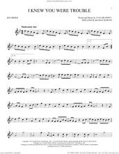 Cover icon of I Knew You Were Trouble sheet music for recorder solo by Taylor Swift, Max Martin and Shellback, intermediate skill level