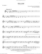 Cover icon of willow sheet music for recorder solo by Taylor Swift and Aaron Dessner, intermediate skill level