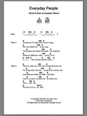 Cover icon of Everyday People sheet music for guitar (chords) by Sly And The Family Stone and Sylvester Stewart, intermediate skill level