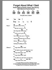 Cover icon of Forget About What I Said sheet music for guitar (chords) by The Killers, Brandon Flowers, Dave Keuning, Mark Stoermer and Ronnie Vannucci, intermediate skill level