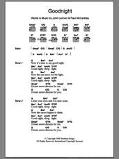 Cover icon of Goodnight sheet music for guitar (chords) by The Beatles, John Lennon and Paul McCartney, intermediate skill level