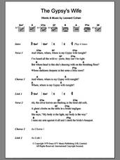 Cover icon of The Gypsy's Wife sheet music for guitar (chords) by Leonard Cohen, intermediate skill level