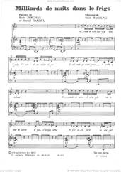 Cover icon of Milliards De Nuits Dans Le Frigo sheet music for voice and piano by Alain Bashung, Boris Bergman and Daniel Tardieu, intermediate skill level