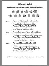 Cover icon of I Kissed A Girl sheet music for guitar (chords) by Katy Perry, Cathy Dennis, Lukasz Gottwald and Max Martin, intermediate skill level
